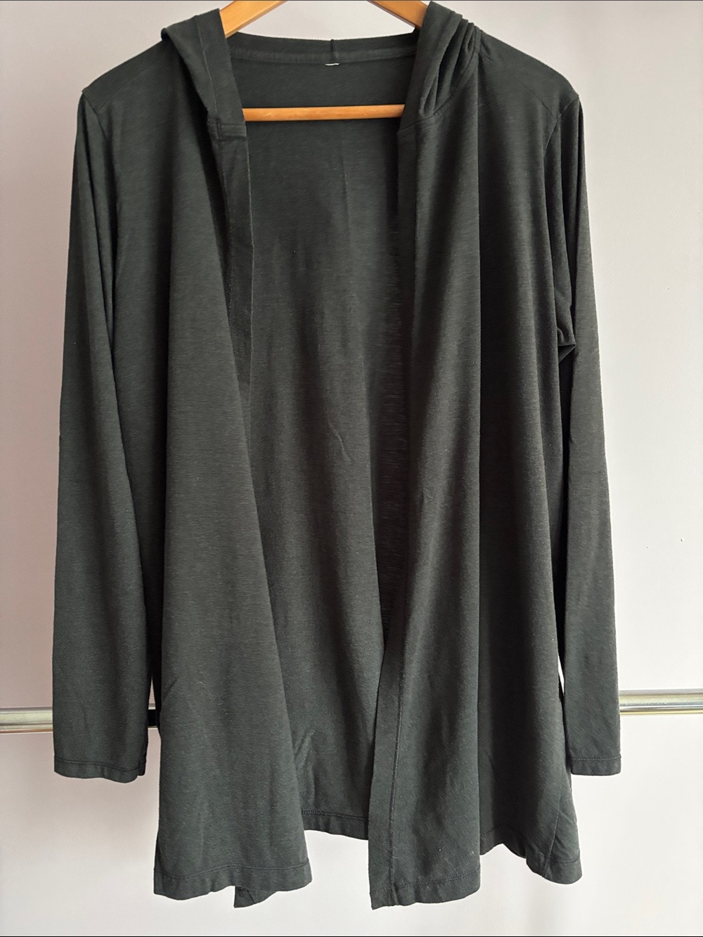 Open-Front Hooded Women's Lightweight Cardigan - Charcoal Gray